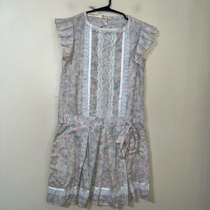 Vintage Gunne Sax Prairie Dress Girls Floral Lace Bib Collar Size 12